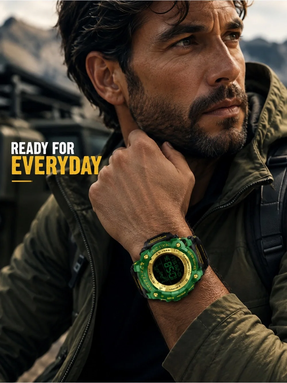 Activa X Invicta Summit 50mm Green Gold Digital Watch ACW8082-022 NIB